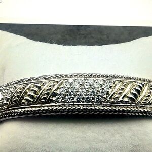 Judith Ripka Sterling Silver Diamonique CZ Hinged Cuff Bracelet